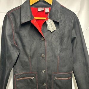 Chico’s 100% Polyester Black And Red Women’s Jacket Me New With Tags Size 0